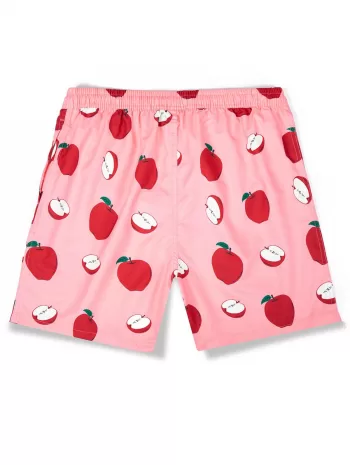 Drawstring Pockets Fruit Apple Print Casual Shorts