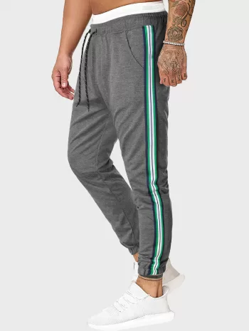 Drawstring Side Striped Tapered Sports Pants