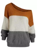Drop Shoulder Three Tone Jumper Sweater