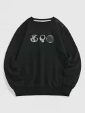 Earth Figure Letter Print Sweatshirt