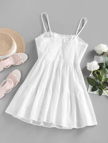 Embroidered Lace Mini Slip Daydress