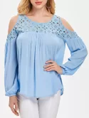 Eyelet Yoke Cold Shoulder Blouse