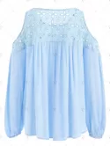 Eyelet Yoke Cold Shoulder Blouse