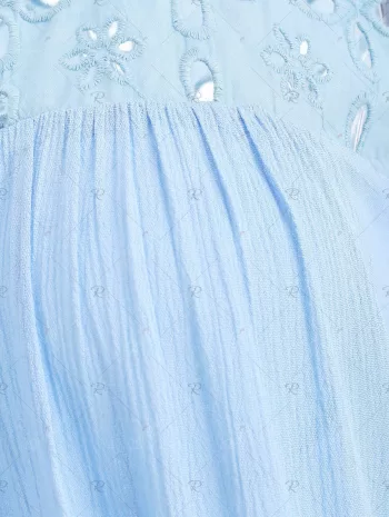 Eyelet Yoke Cold Shoulder Blouse