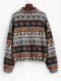 Fair Isle Knit Zip Up Jacket
