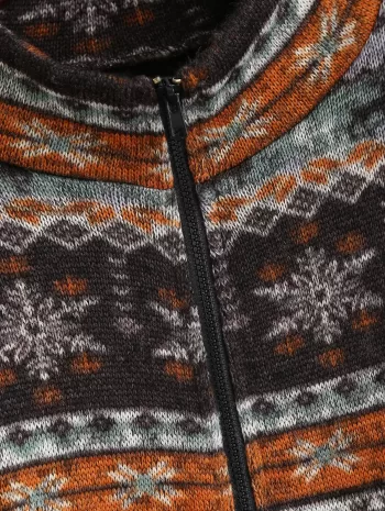Fair Isle Knit Zip Up Jacket