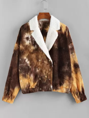 Faux Fur Tie Dye Corduroy Jacket