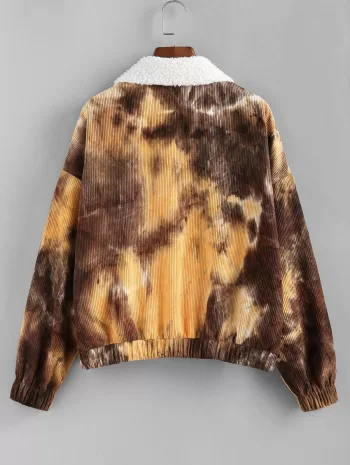 Faux Fur Tie Dye Corduroy Jacket