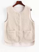 Faux Shearling Zip Pocket Teddy Vest