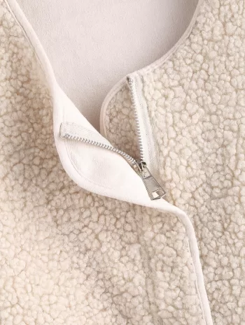 Faux Shearling Zip Pocket Teddy Vest