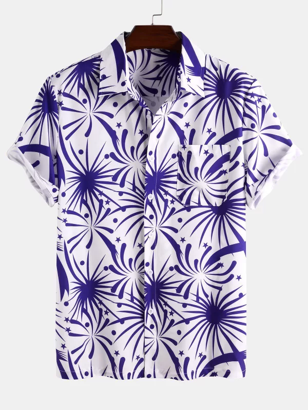 Firework Print Short Sleeve Shirt