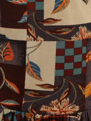 Floral Leaves Patchwork Ruched Handkerchief Dress