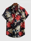 Floral Leaves Pattern Short Sleeves Shirt