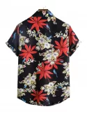 Floral Leaves Pattern Short Sleeves Shirt