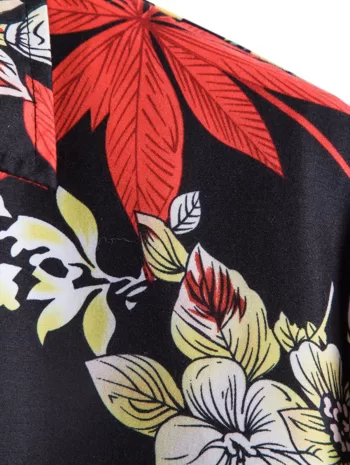 Floral Leaves Pattern Short Sleeves Shirt