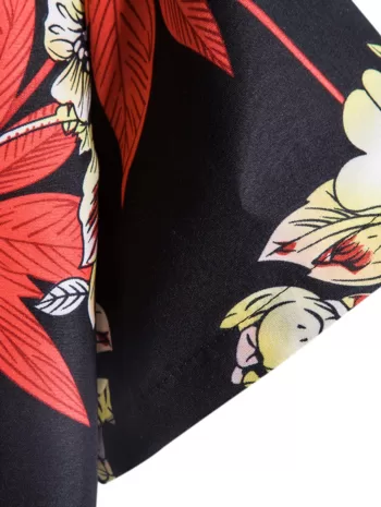 Floral Leaves Pattern Short Sleeves Shirt