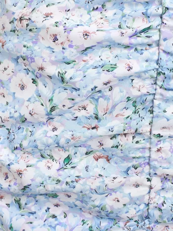 Floral Tie Shoulder Ruched Slinky Cami Dress