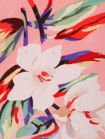 Flower Print Cinch Tie Strap Flare Dress