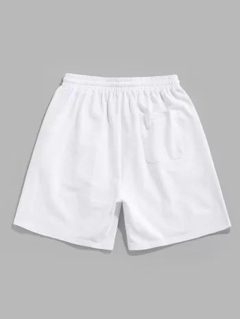 Flower Print Drawstring Sweat Shorts