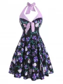 Flower Print Halter Tied Dress