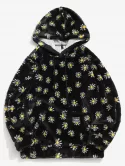 Fluffy Daisy Pattern Hoodie