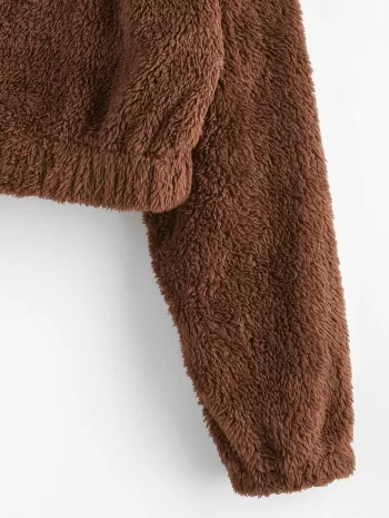 Fluffy Hooded Ear Zip Teddy Jacket