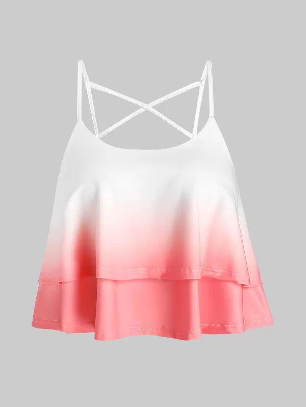 Gradient Layered Crop Cami Tank Top