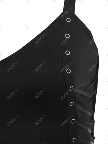 Halloween Bat Print Sweetheart Lace Up Dress