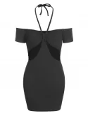 Halter Cutout Knotted Slinky Dress