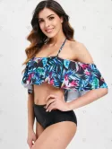 Halter Palm Print High Waist Bikini Set