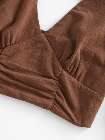 Halter Tied Smocked Back Crop Top