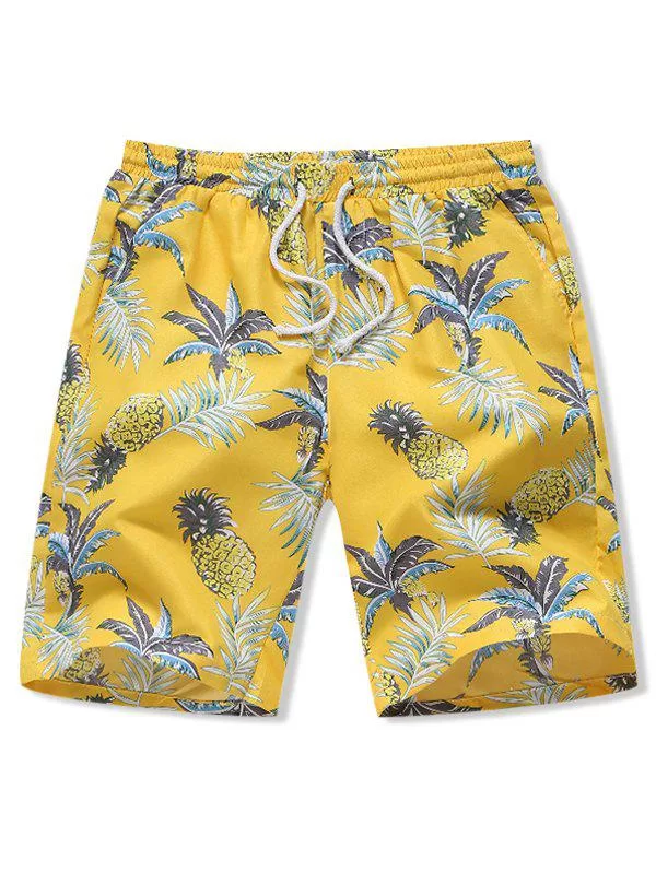 Hawaii Pineapple Print Board Shorts