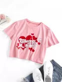 Heart Bowknot Cherry Print T Shirt