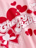 Heart Bowknot Cherry Print T Shirt