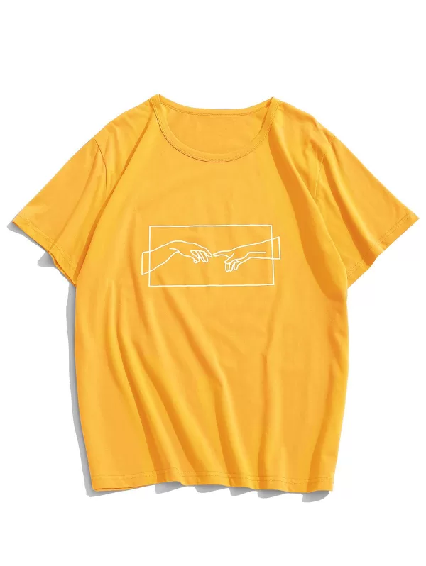 Helping Hand Graphic Short Sleeve Casual Tee