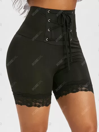 High Waist Lace Up Short Leggings