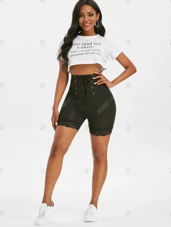 High Waist Lace Up Short Leggings