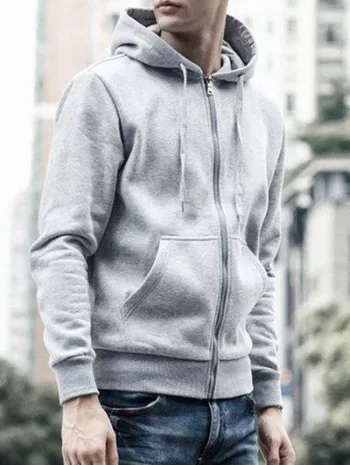 Hooded Long Sleeve Drawstring Basic Zip-up Hoodie