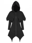 Hooded Zip Up Asymmetrical Capelet Gothic Coat