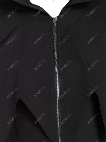 Hooded Zip Up Asymmetrical Capelet Gothic Coat