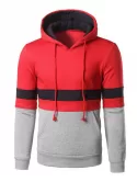 Kangaroo Pocket Color Block Striped Pullover Hoodie
