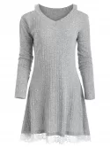 Knit Lace Panel Cold Shoulder Dress