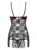 Lace Bowknots Slit Chemise Set