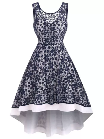 Lace Flower High Low Tank Party Dress