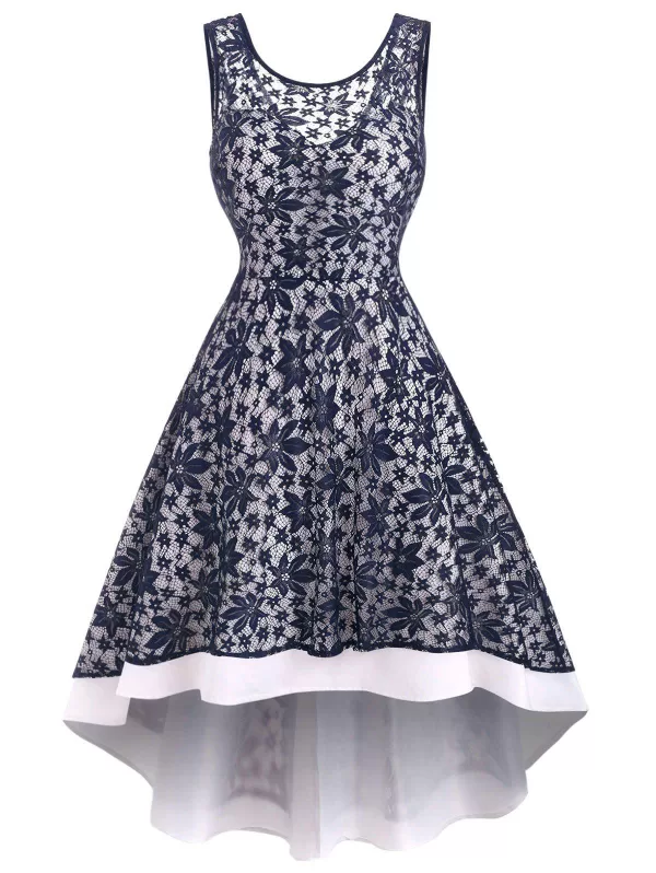 Lace Flower High Low Tank Party Dress