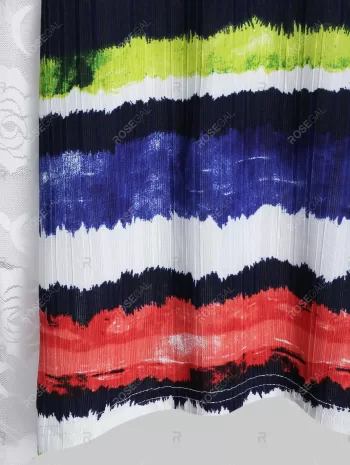 Lace Insert Colorful Striped Print Handkerchief Cami Top