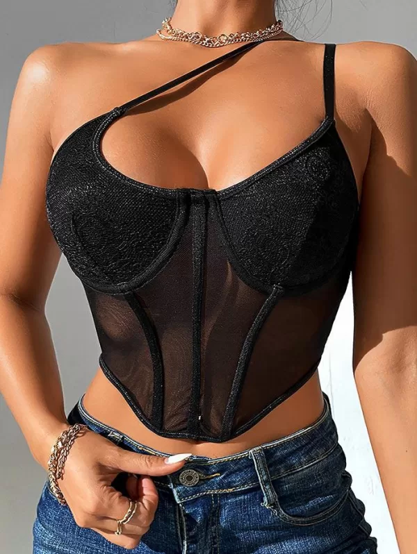 Lace Insert Underwire Corset Top