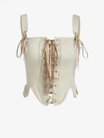 Lace Up Corset-style Boning Tank Top