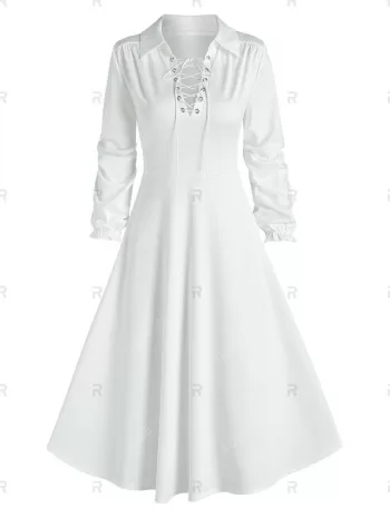 Lace-up Dress And High Low Corset Skirt