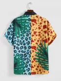 Leaf And Leopard Print Button Up Shirt